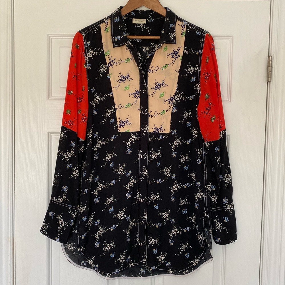 Malene Birger Luccah Floral Print Silk Blend Blouse Tunic Size Medium - Picture 3 of 13